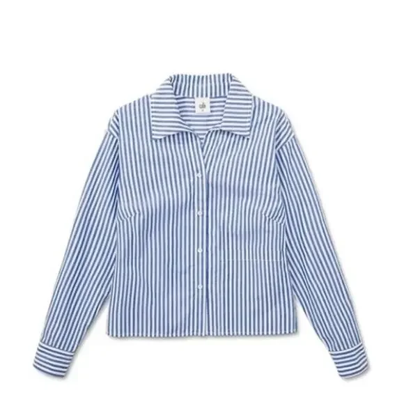 CAbi M 6085 Striped Blue / White Prep School Button Down Shirt Spring 2022 - Picture 3 of 10